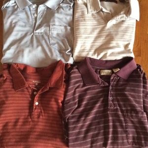 LOT OF 4 MENS POLO SHIRTS PERRY ELLIS ST JOHNS BAY RUFF HEWN RED KHAKI LARGE